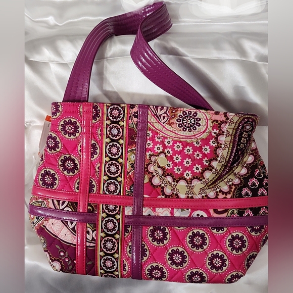 Vera Bradley Vintage Pinks And Purples  Bag Tote With Single Strap - Picture 5 of 9